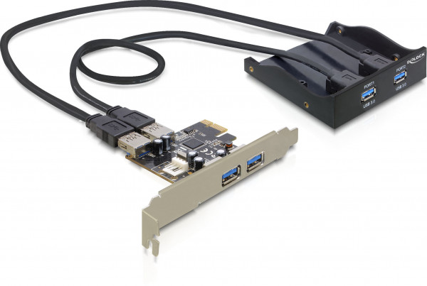 Con USB 3.0 - PCI-E Karte - 2 +2 Port & Front Panel *DeLock*