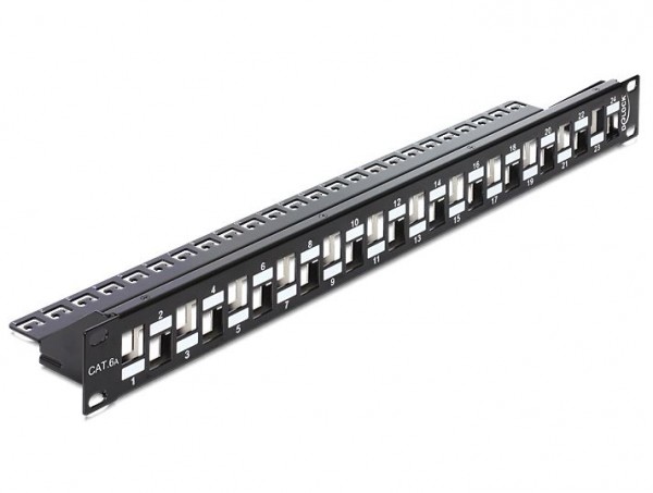 Keystone Modulträger 19"Patchpanel für 24xTP-Modul 1HE *schwarz* abgestuft Delock