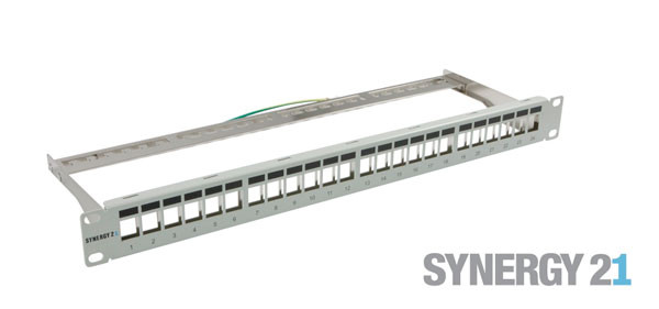 Patch Panel 24xTP-TP(Kupplung),CAT6A, incl.Keystone, 19", 1HE(t152mm), Lichtgrau, Synergy 21,