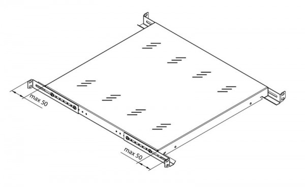 Triton 19"zbh. Zwischenboden, 650mm, vorn/hinten, Lichtgrau,