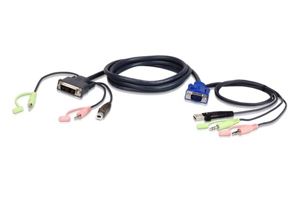 Aten Verbindungskabel VGA->DVI, 1,8m, USB, Audio
