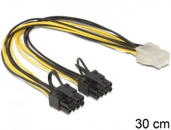 DeLock Kabel Stromkabel für PCI Express Karten 6 Pin Buchse > 2 x 8 Pin Stecker 30 cm