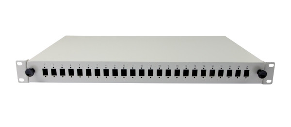 LWL-Patchpanel Spleisbox,19", 6xLSH(E2000APC)-Simplex-Buchsen, OS2, 9/125u Singlemode, incl.Pigtai