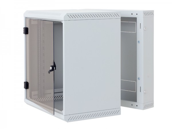 Triton 19"Wandgehäuse, 9HE, 2-teilig, T615, Lichtgrau, mit Lüfterausschnitt ausbrechbar,