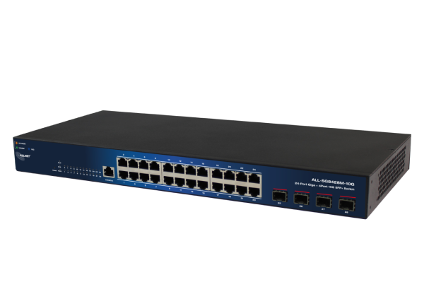 ALLNET Switch smart managed Layer2 24 Port  24x GbE  4x SFP+  19"  Lüfterlos  ALL-SG8428M-10G