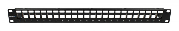 Patch Panel 24xTP, CAT6A, incl.Keystone 19", 1HE(t 94mm), Schwarz, Synergy 21,