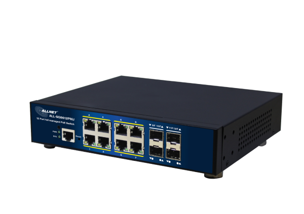ALLNET Switch full managed Layer2+ 12 Port  8x GbE  PoE Budget 300W  8x PoE at  4x SFP  10" &amp; 1