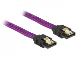 DeLock Kabel SATA 6Gb/s 50cm violett ge/ge Metall Premium