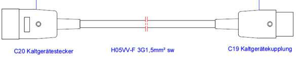 Bachmann Kabel, Verlängerung, Dose(C20)->Stecker(C19), 0.75m,