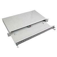 LWL-Patchpanel für 24xST-Buchsen, 19"/1HE, Einbau, ohne ST/FC-Kupplungen, ausziehbar,