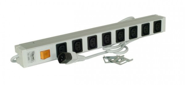 ALLNET 19"zbh. Steckdosenleiste, 8xKaltgeräte(C13)->Kaltgeräte(C14), Schalter,