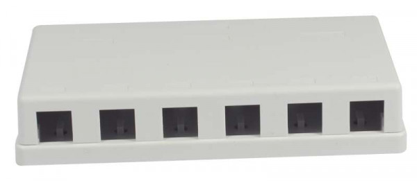 Patch Panel 6xTP, CAT6A, incl.Keystone Slim-line/Short, Aufputz PVC, Weiss, Synergy 21,