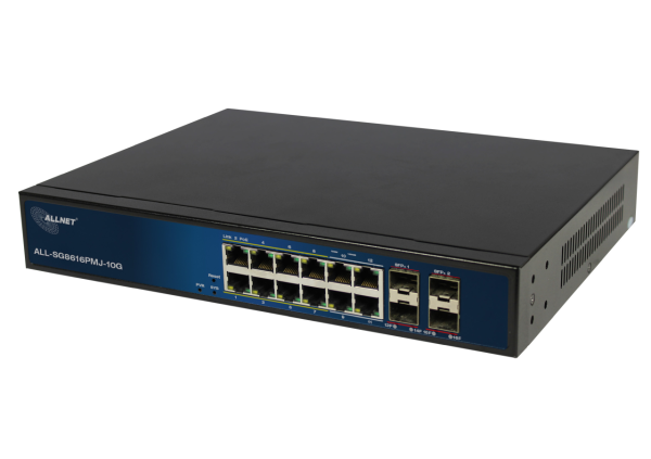 ALLNET Switch full managed Layer2+ 16 Port  12x GbE  PoE Budget 130W  8x PoE at  4x Giga LAN  4