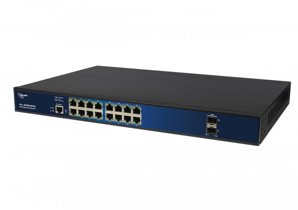 ALLNET Switch full managed 16 Port Gigabit 280W / 16x PoE+ / 2x SFP / Lüfterlos / 19" / JSON-PoE API