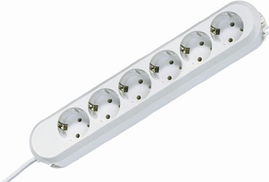 Bachmann Tischsteckdose, 6xDosen(CEE7)->Stecker(CEE7), 3m, weiss, SMART,
