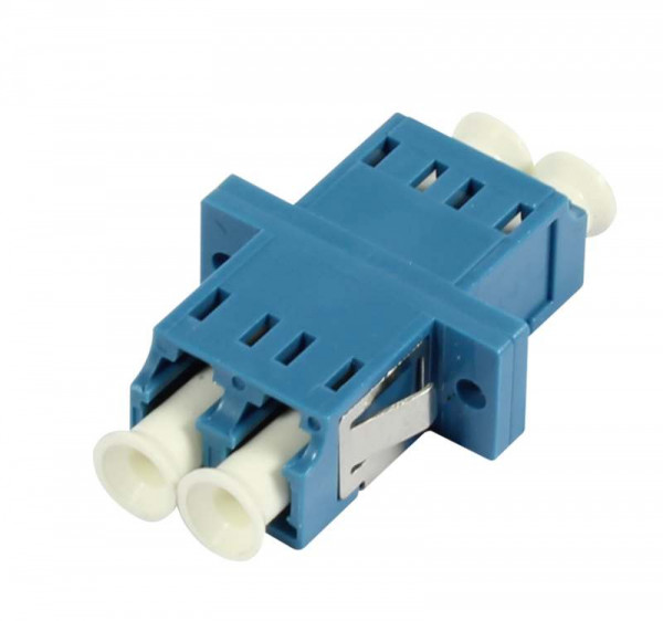 LWL-Kupplung, LC-Buchse/LC-Buchse, 9/125u Singlemode OS2, blau, duplex, PVC, Keramikhülse, mit Flan