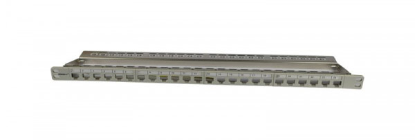 Patch Panel 24xTP, CAT6A, incl.Keystone Slim-line/Short, 19", 0.5HE, Lichtgrau, Synergy 21,