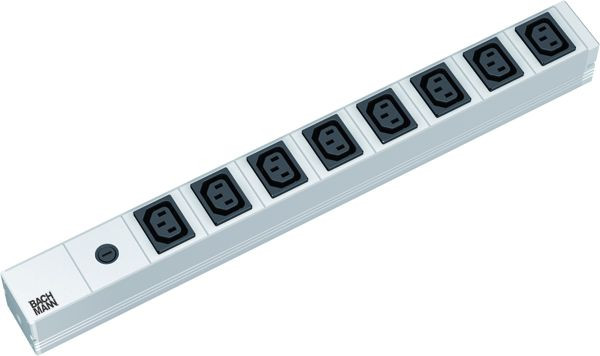 ALLNET 19"zbh. Steckdosenleiste, 8xKaltgeräte(C13)->Kaltgeräte(C14), Feinsicherung, Bachmann