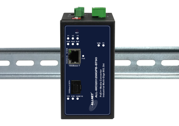 ALLNET Medienkonverter Industrial PoE (15,4W/30W/60W/90W) 10G-BASE-SX/-LX Single-/ Multimode SFP+ t