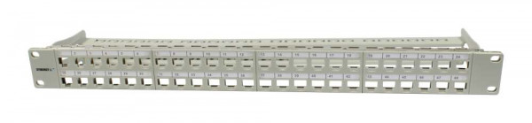 Keystone, Modulträger, 19"Patchpanel für 48xTP-Modul, 1HE(t95mm), Lichtgrau, Synergy 21,