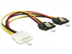 Delock Kabel Power Molex 4 Pin Stecker > 2 x SATA 15 Pin Buchse