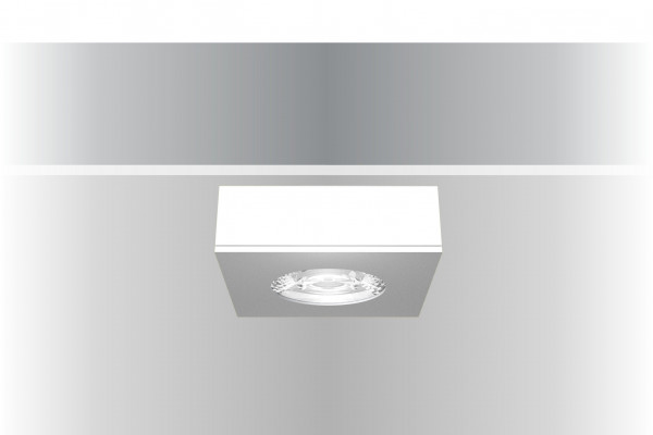 Synergy 21 LED Deckeneinbauspot Helios silber, quadratisch, Aufputzrahmen