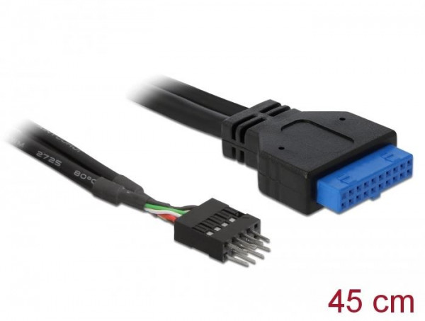 DeLock Kabel USB 3.0 Pin Header BU / USB 2.0 Pin Header Stecker