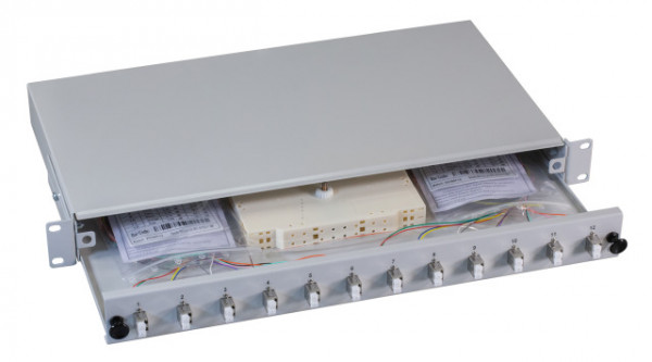 LWL-Patchpanel Spleisbox,19", 24xLC-Duplex, 9/125um