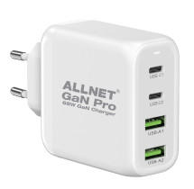 ALLNET Ersatznetzteil QC USB-C PD GaN Netzteil Power Supply 68 Watt 2x USB Typ-A QC, 2x USB Typ-C**E