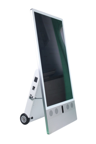 ALLNET Standdisplay 43 Zoll Outdoor Kundenstopper mit Akku OHNE TOUCH mit Laufrollen, 1500Nits, Andr