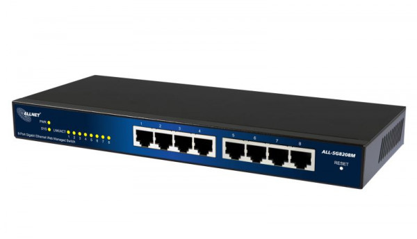 ALLNET Switch smart managed 8 Port Gigabit / 8x LAN / Lüfterlos / "ALL-SG8208M"