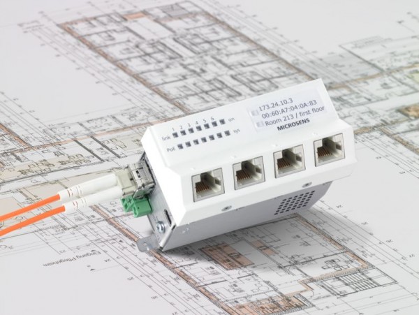Microsens Gigabit Ethernet Installations-Switch, Gen. 6+, 6 Port, PoE+, 5xRJ45, 1xSFP, MS440209PM-48