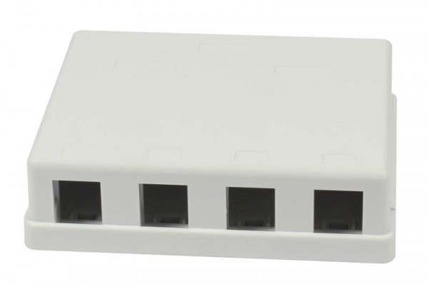 Patch Panel 4xTP, CAT6A, incl.Keystone Slim-line/Short, Aufputz PVC, Weiss, Synergy 21,