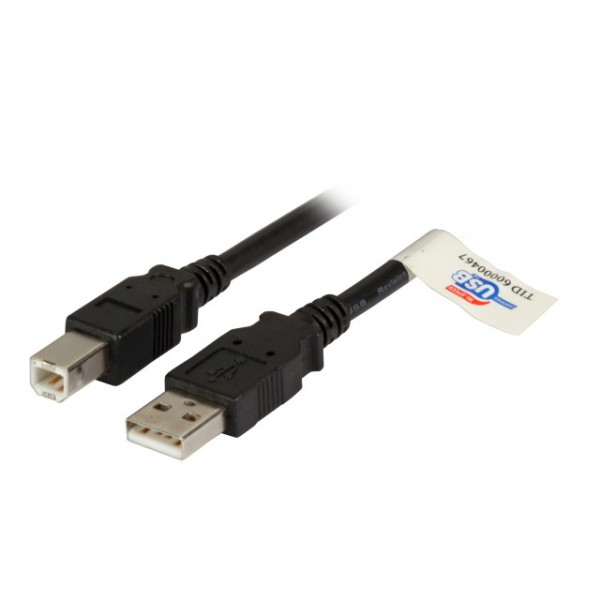 Kabel USB2.0, 1.0m, A(St)/B(St), Premium, Schwarz,