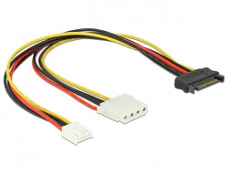 DeLock Kabel Power SATA 15 pin St> 1 x 4 Pin Molex + 1 x Floppy