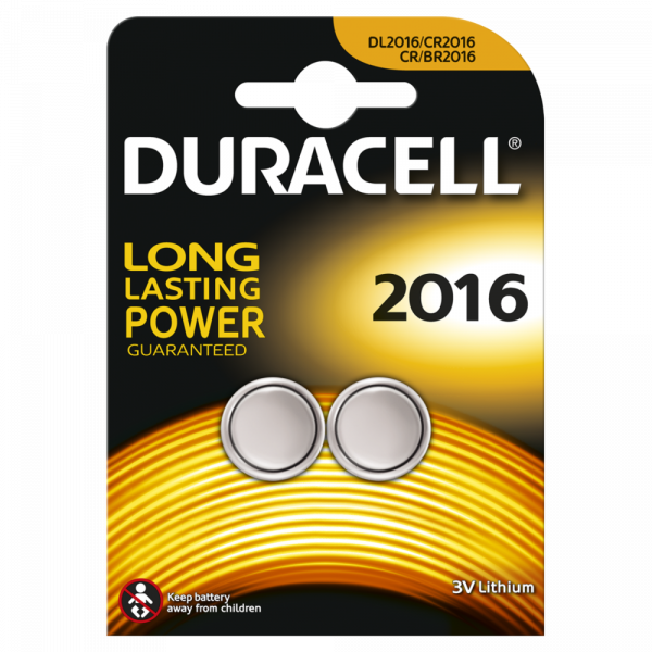 Batterien Knopfzelle CR2016 *Duracell* 2er Pack