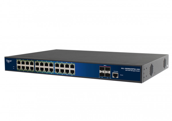 ALLNET Switch full managed 24 Port Gigabit 370W / 24x PoE+ / 4x SFP+ 10G / 19" / "ALL-SG8628PM-10G"