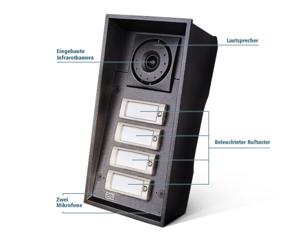 2N Gegensprechanlage EntryCom IP Force - 4 Ruftasten (IP69) mit Kamera