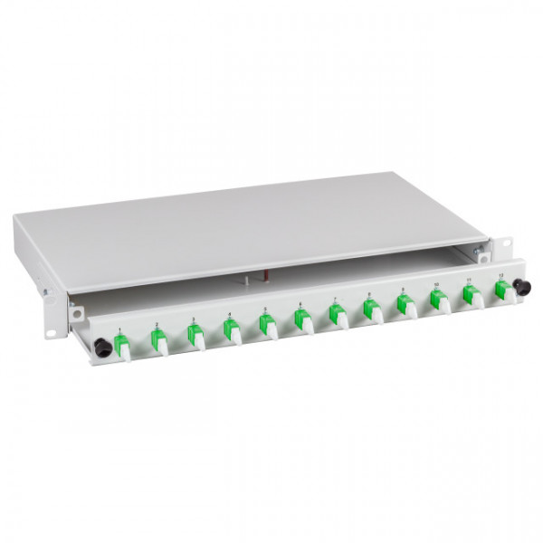 LWL-Patchpanel Spleisbox,19", 12xE2000®/APC, 9/125um,