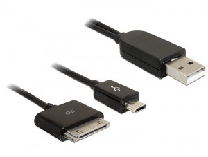 DeLock Kabel iPhone USB 2.0 > iPhone + USB micro-B Stecker*schwarz*