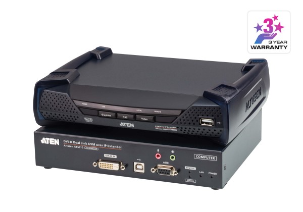 Aten KVM-Extender, over IP, (T+R), DVI-D,