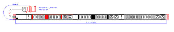 ALLNET 19"zbh. Steckdosenleiste,24xKaltgeräte(C13)+6xC19->Stecker(CEE 16A), Bachmann