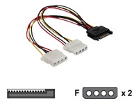 DeLock Kabel Power SATA 15pin > 2x 4pin Molex Buchse 20cm