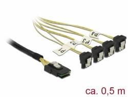 DeLock Kabel mini SAS 36pin Stecker (SFF-8087) 4 x SATA 6 Gb/s 7 Pin Buchse unten gewinkelt