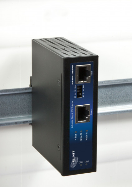 ALLNET PoE Injektor Industrial Gigabit / PoE & PoE+ & PoE bt (15,4W/30W/60W) / DIN / Power-Booster /