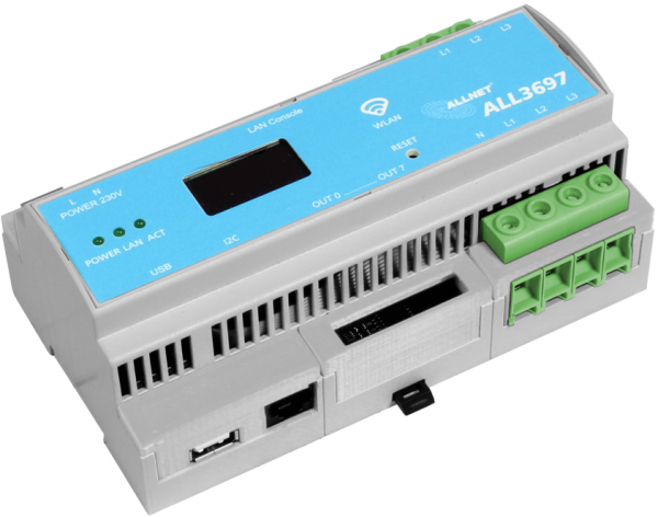 ALLNET MSR Powermeter Zentrale "ALL3697-32A" 32A 3phasig inkl. S0 (opt.) & Induktion & 2 Sensor Port
