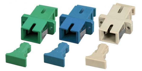 LWL-Kupplung, SC-Buchse/SC-Buchse, 9/125u Singlemode, simplex, PVC, Keramikhülse, blau,
