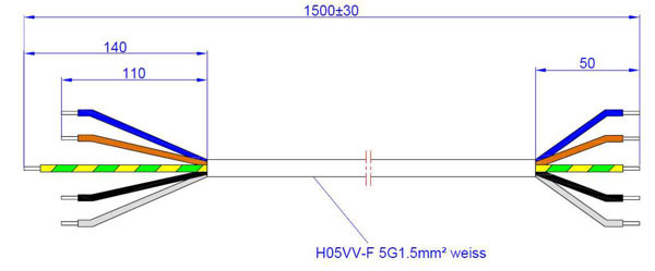 Bachmann Herdleitung H05VV-F 5G1.50 1,5 0m weiß AEH/AEH