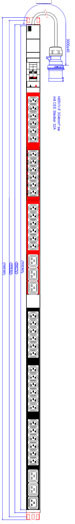 ALLNET 19"zbh. Steckdosenleiste,36xKaltgeräte(C13)+6xC19->Stecker(CEE 32A), 2xLeitungsschutzschalter