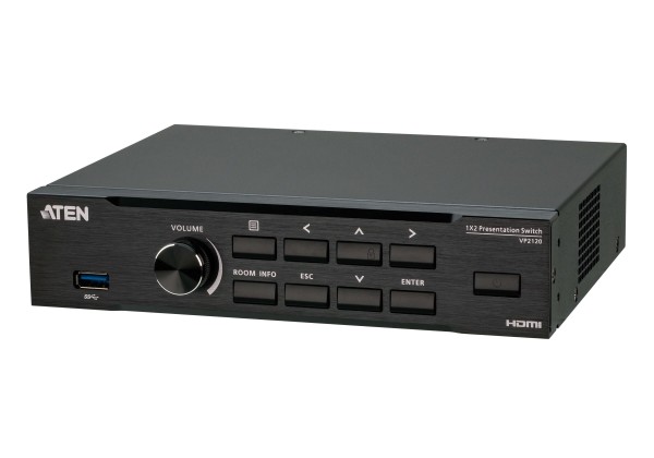 Aten Video Switch, 1xInput(HDMI), 2xOutput(HDMI), mit Quad View Multistreaming, Seamless Presentatio